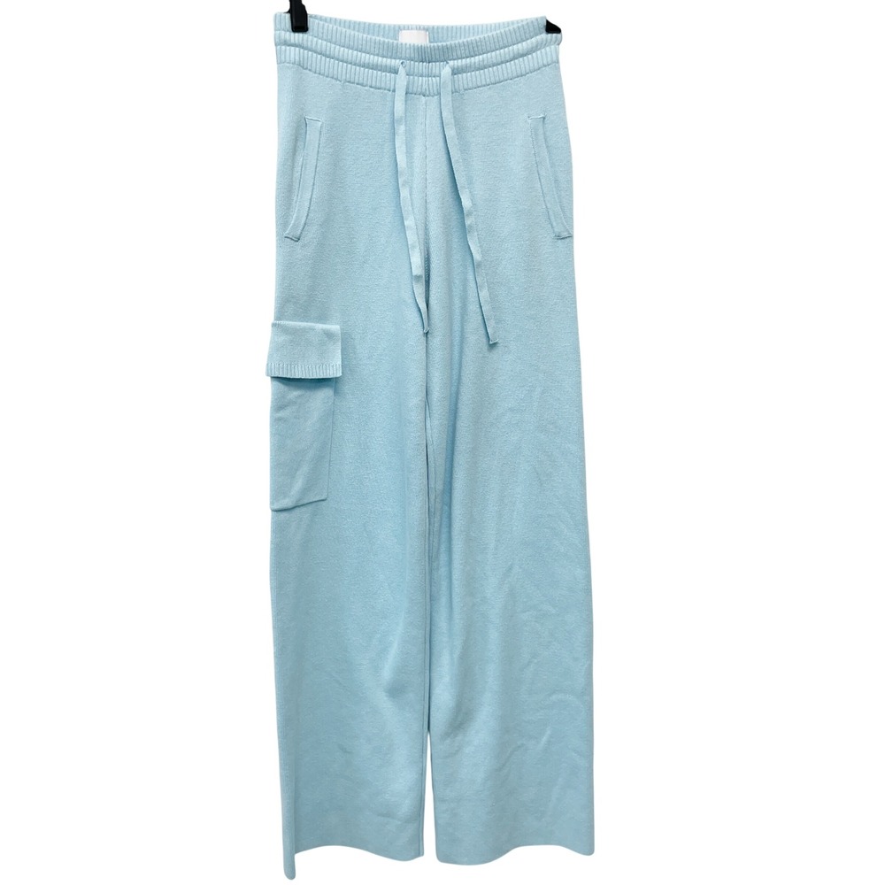 JoyLab Women's Light Blue‎ Knit Wide Leg Cargo Sweater Pants Size XXS